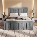 Hamilton Upholstered Ottoman Bed - Silver Chenille