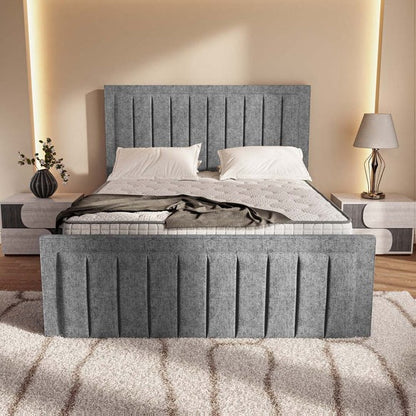 Hamilton Upholstered Ottoman Bed - Silver Chenille