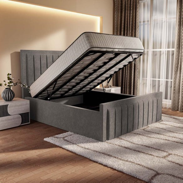 Hamilton Upholstered Ottoman Bed - Slate Grey Naples