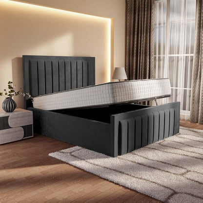 Hamilton Upholstered Ottoman Bed - Steel Plush Velvet