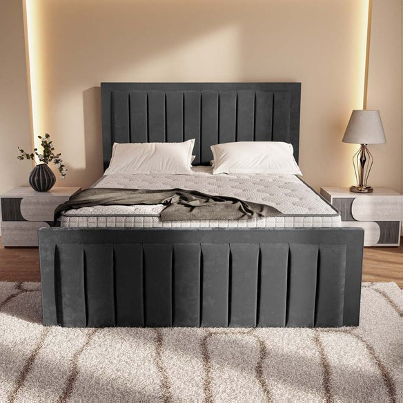 Hamilton Upholstered Ottoman Bed - Steel Plush Velvet