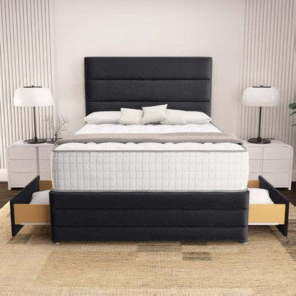Havana Divan Bed - Black Plush Velvet