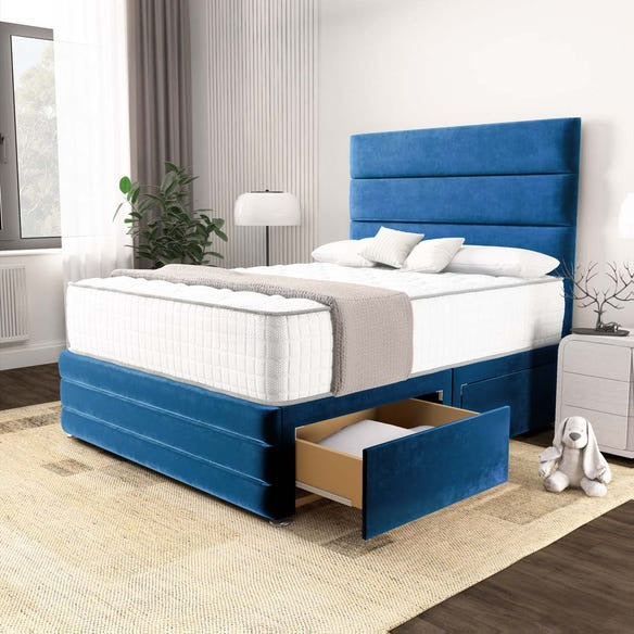 Havana Divan Bed - Blue Plush Velvet