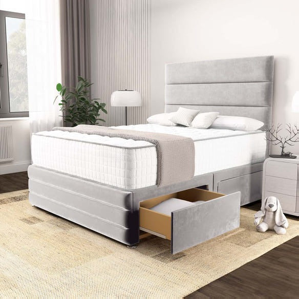 Havana Divan Bed - Silver Plush Velvet