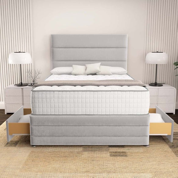 Havana Divan Bed - Silver Plush Velvet