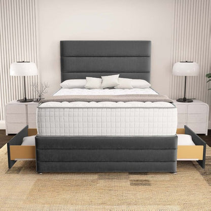 Havana Divan Bed - Steel Plush Velvet