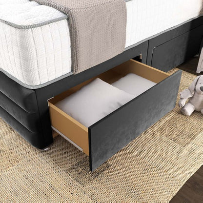 Havana Divan Bed - Steel Plush Velvet