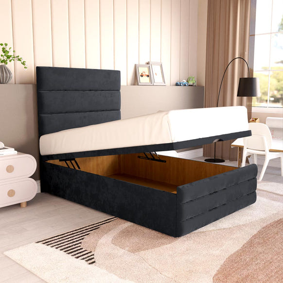 Havana Kids Ottoman Divan Bed - Black Plush Velvet