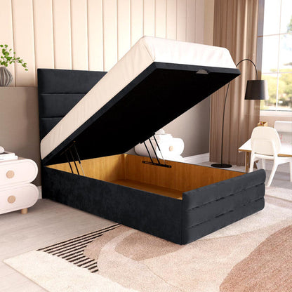 Havana Kids Ottoman Divan Bed - Black Plush Velvet