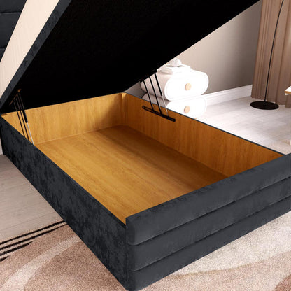 Havana Kids Ottoman Divan Bed - Black Plush Velvet