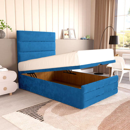 Havana Kids Ottoman Divan Bed - Blue Plush Velvet