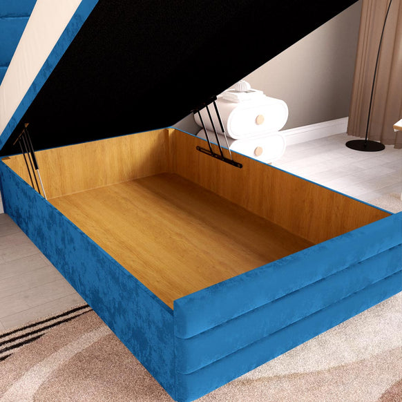 Havana Kids Ottoman Divan Bed - Blue Plush Velvet