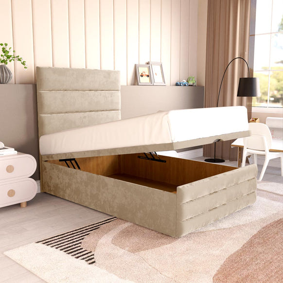 Havana Kids Ottoman Divan Bed - Mink Plush Velvet
