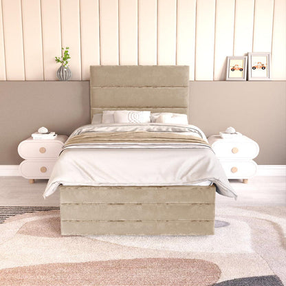 Havana Kids Ottoman Divan Bed - Mink Plush Velvet