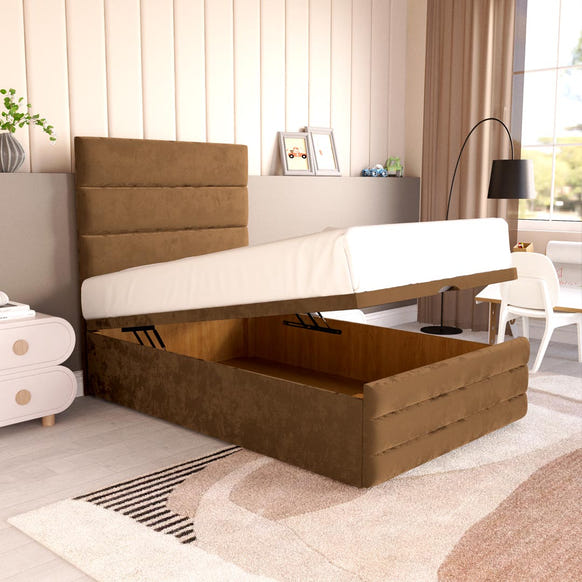 Havana Kids Ottoman Divan Bed - Mocca Plush Velvet