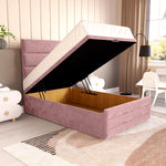 Havana Kids Ottoman Divan Bed - Pink Plush Velvet