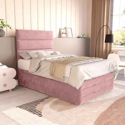 Havana Kids Ottoman Divan Bed - Pink Plush Velvet