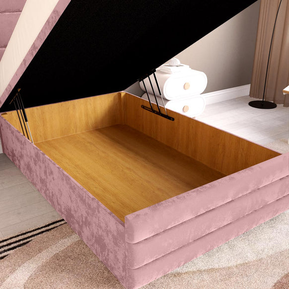 Havana Kids Ottoman Divan Bed - Pink Plush Velvet