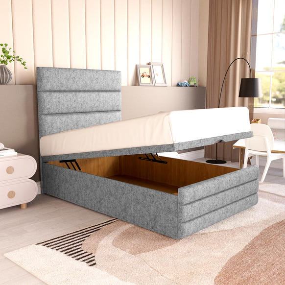 Havana Kids Ottoman Divan Bed - Silver Chenille