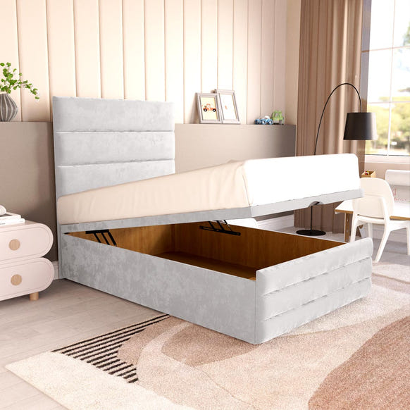 Havana Kids Ottoman Divan Bed - Silver Plush Velvet