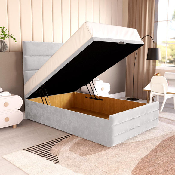 Havana Kids Ottoman Divan Bed - Silver Plush Velvet