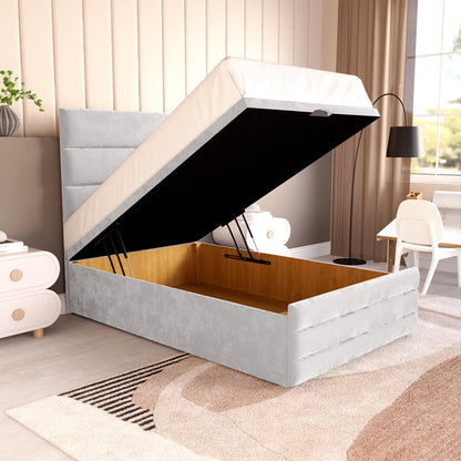 Havana Kids Ottoman Divan Bed - Silver Plush Velvet