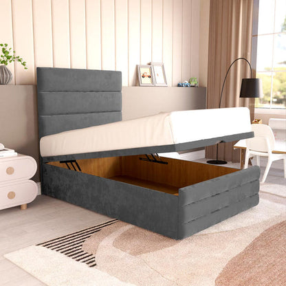 Havana Kids Ottoman Divan Bed - Steel Plush Velvet