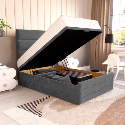 Havana Kids Ottoman Divan Bed - Steel Plush Velvet