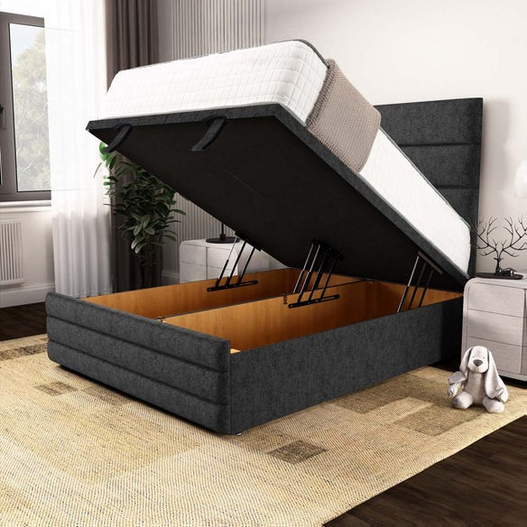 Havana Ottoman Divan Bed - Black Chenille