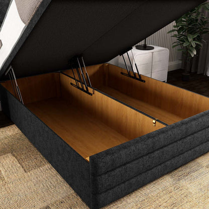 Havana Ottoman Divan Bed - Black Chenille