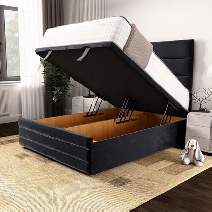 Havana Ottoman Divan Bed - Black Plush Velvet