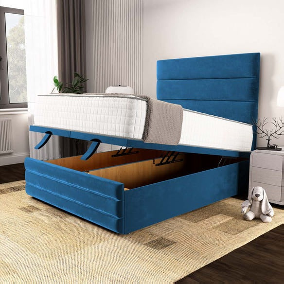 Havana Ottoman Divan Bed - Blue Plush Velvet