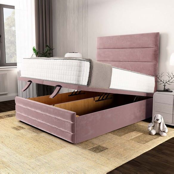 Havana Ottoman Divan Bed - Pink Plush Velvet