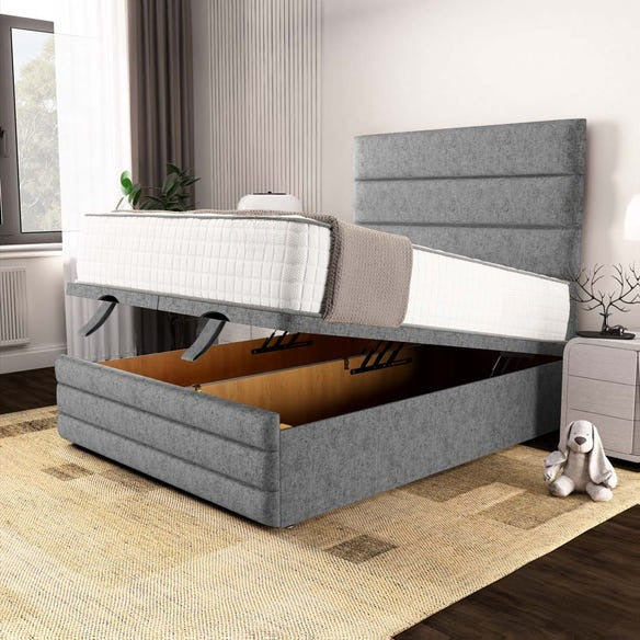 Havana Ottoman Divan Bed - Silver Chenille