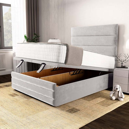 Havana Ottoman Divan Bed - Silver Plush Velvet