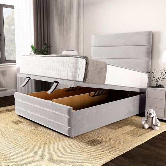 Havana Ottoman Divan Bed - Silver Plush Velvet