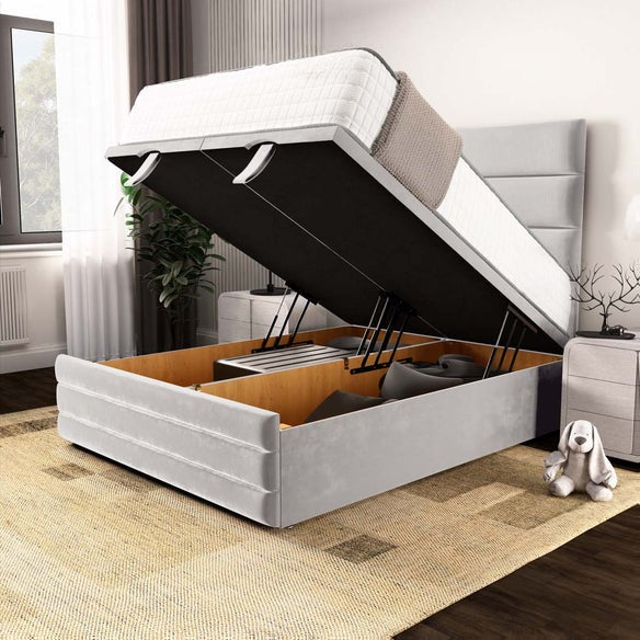 Havana Ottoman Divan Bed - Silver Plush Velvet