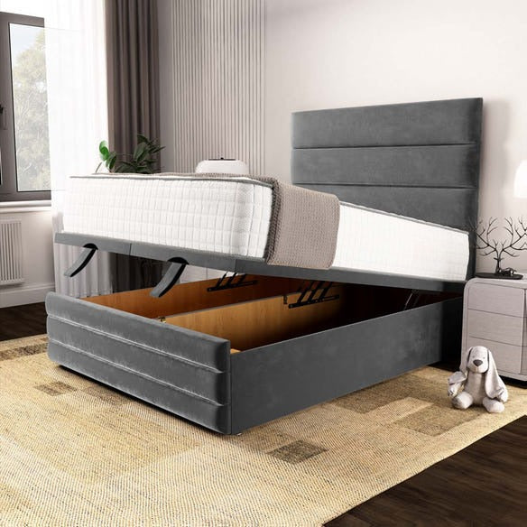 Havana Ottoman Divan Bed - Steel Plush Velvet