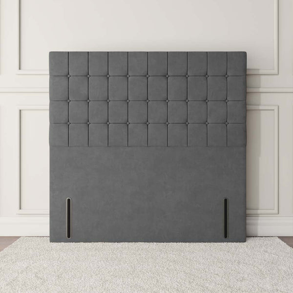 Kingston Floor Standing Headboard - Steel Plush Velvet