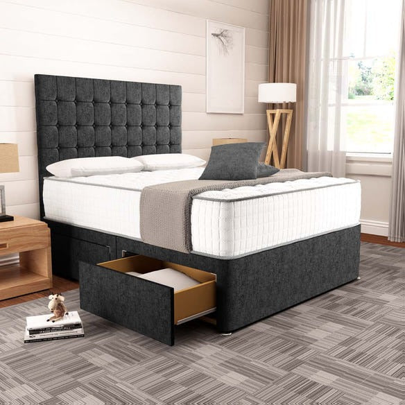 Kingston Divan Bed - Black Chenille