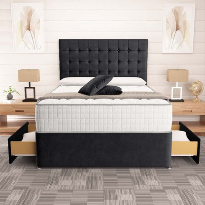 Kingston Divan Bed - Black Plush Velvet