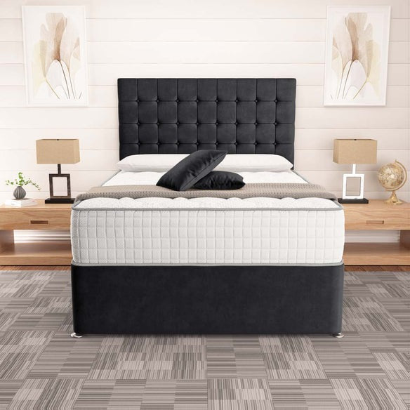 Kingston Divan Bed - Black Plush Velvet