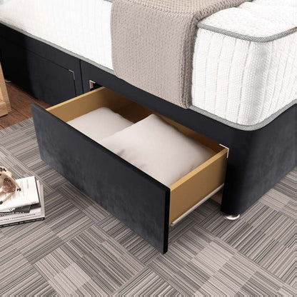 Kingston Divan Bed - Black Plush Velvet