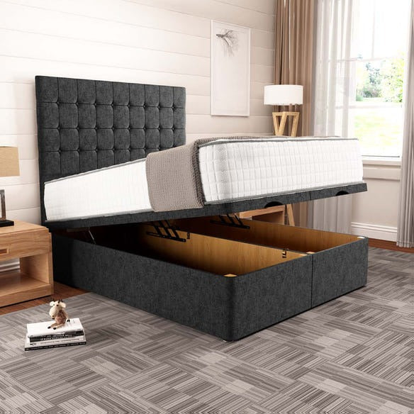 Kingston Ottoman Divan Bed - Black Chenille