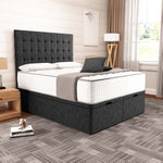 Kingston Ottoman Divan Bed - Black Chenille