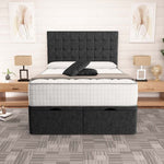 Kingston Ottoman Divan Bed - Black Chenille