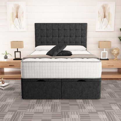 Kingston Ottoman Divan Bed - Black Chenille