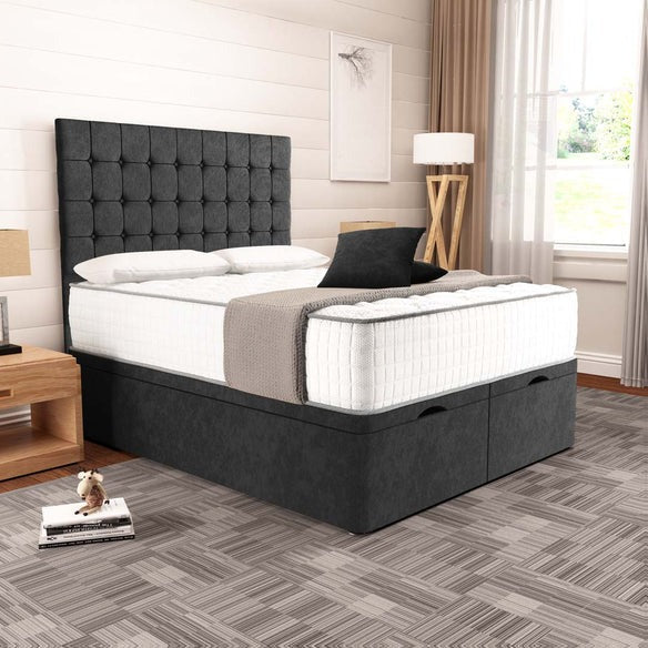Kingston Ottoman Divan Bed - Black Naples
