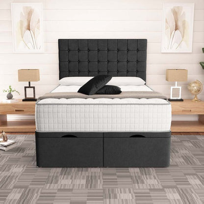 Kingston Ottoman Divan Bed - Black Naples