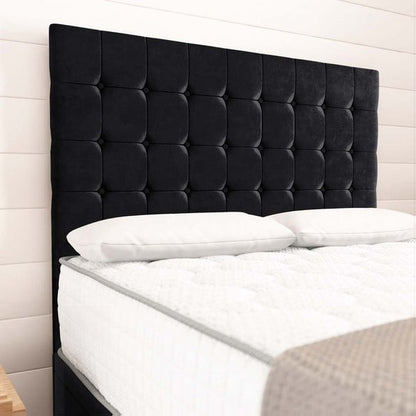 Kingston Ottoman Divan Bed - Black Plush Velvet